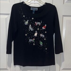 Karen Scott black Size L Christmas top